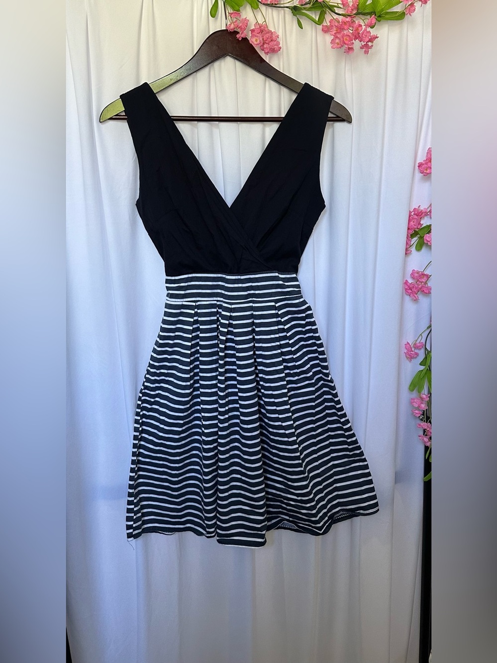 Blue & White Striped Fit-and-Flare Dress